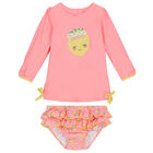 Baby Girls Pink & Yellow Lemon Tankini, 1, hi-res