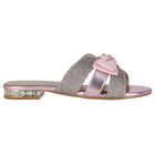 Girls Pink & Silver Embellished Sandals , 2, hi-res
