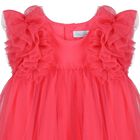Younger Girls Red Ruffled Tulle Dress, 1, hi-res