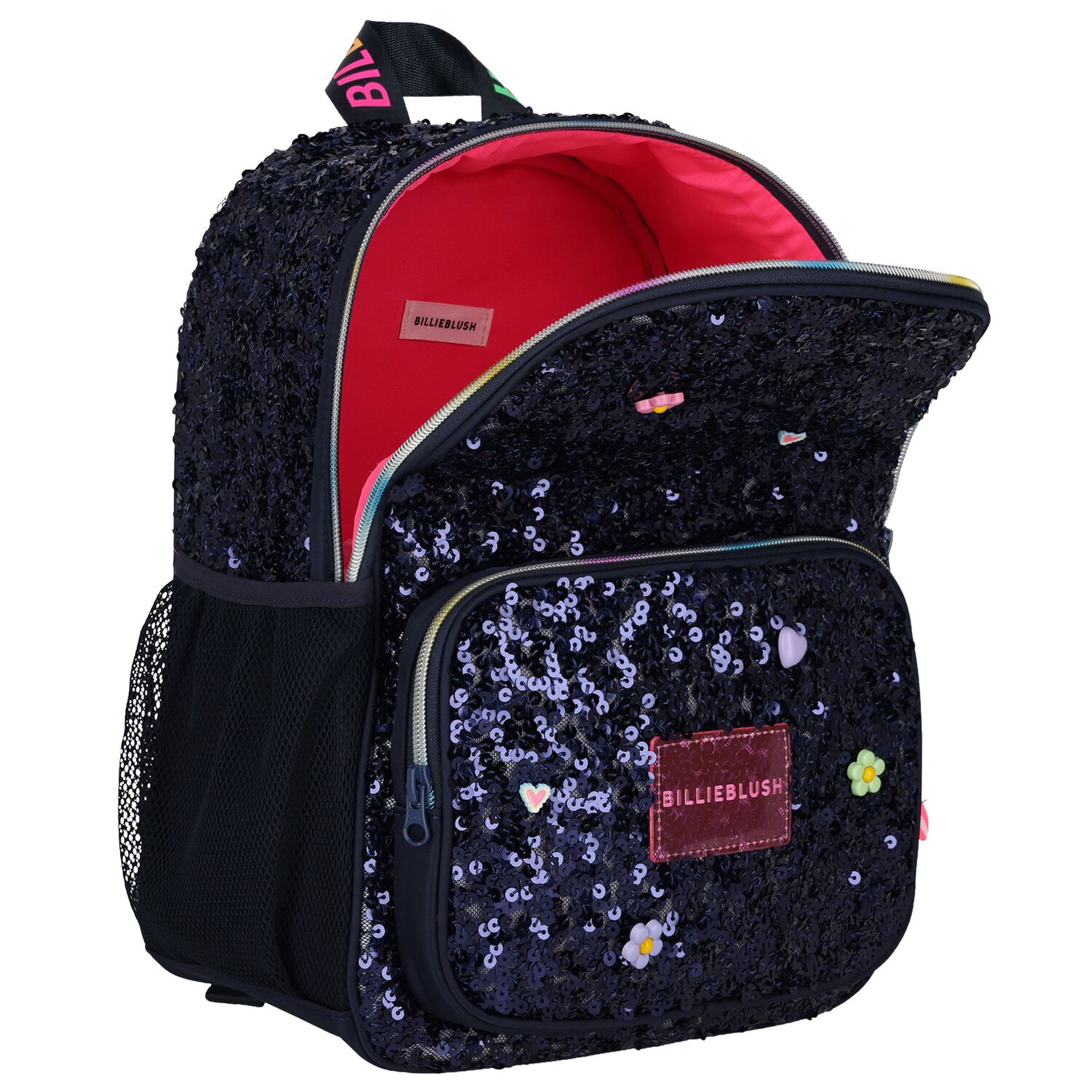 Girls Navy Blue Embellished Backpack ( 35cm ), 1, hi-res