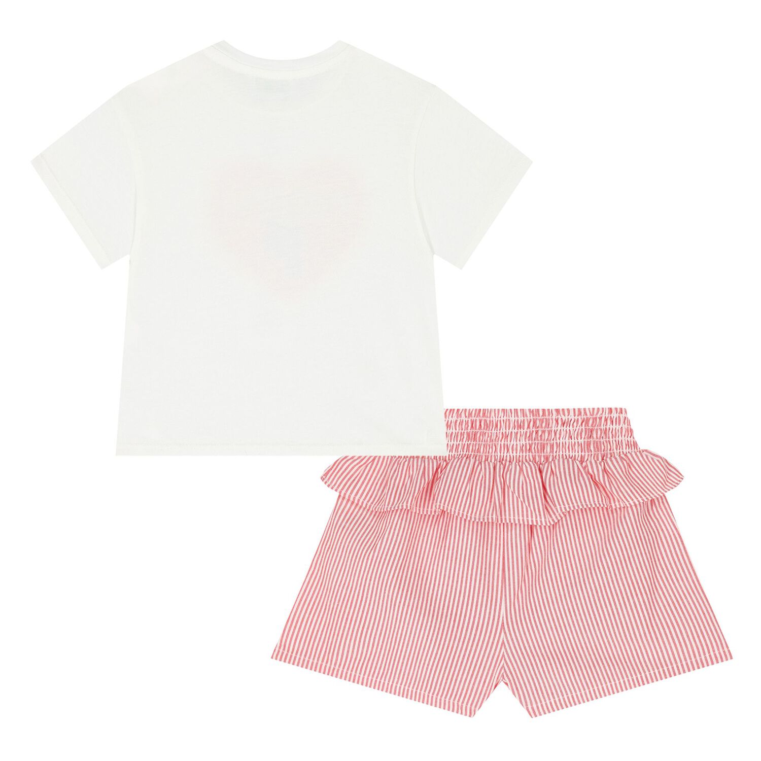 Younger Girls White & Red Logo Shorts Set, 1, hi-res