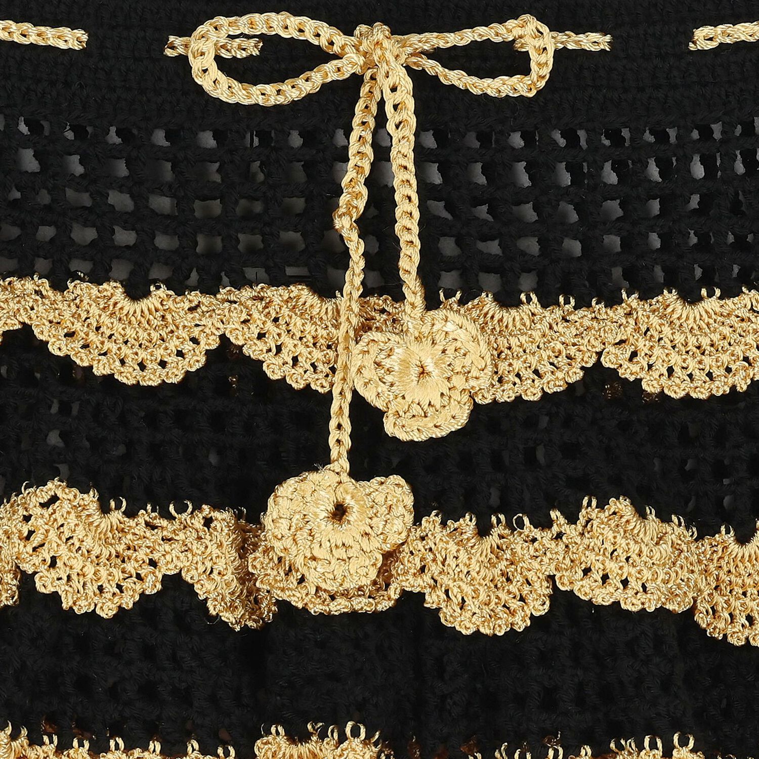 Girls Black & Gold Crochet Skirt, 1, hi-res
