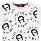 Younger Boys White & Navy Blue Logo T-Shirt, 1, hi-res