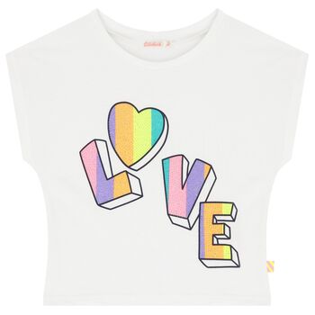 Girls White Embellished T-Shirt