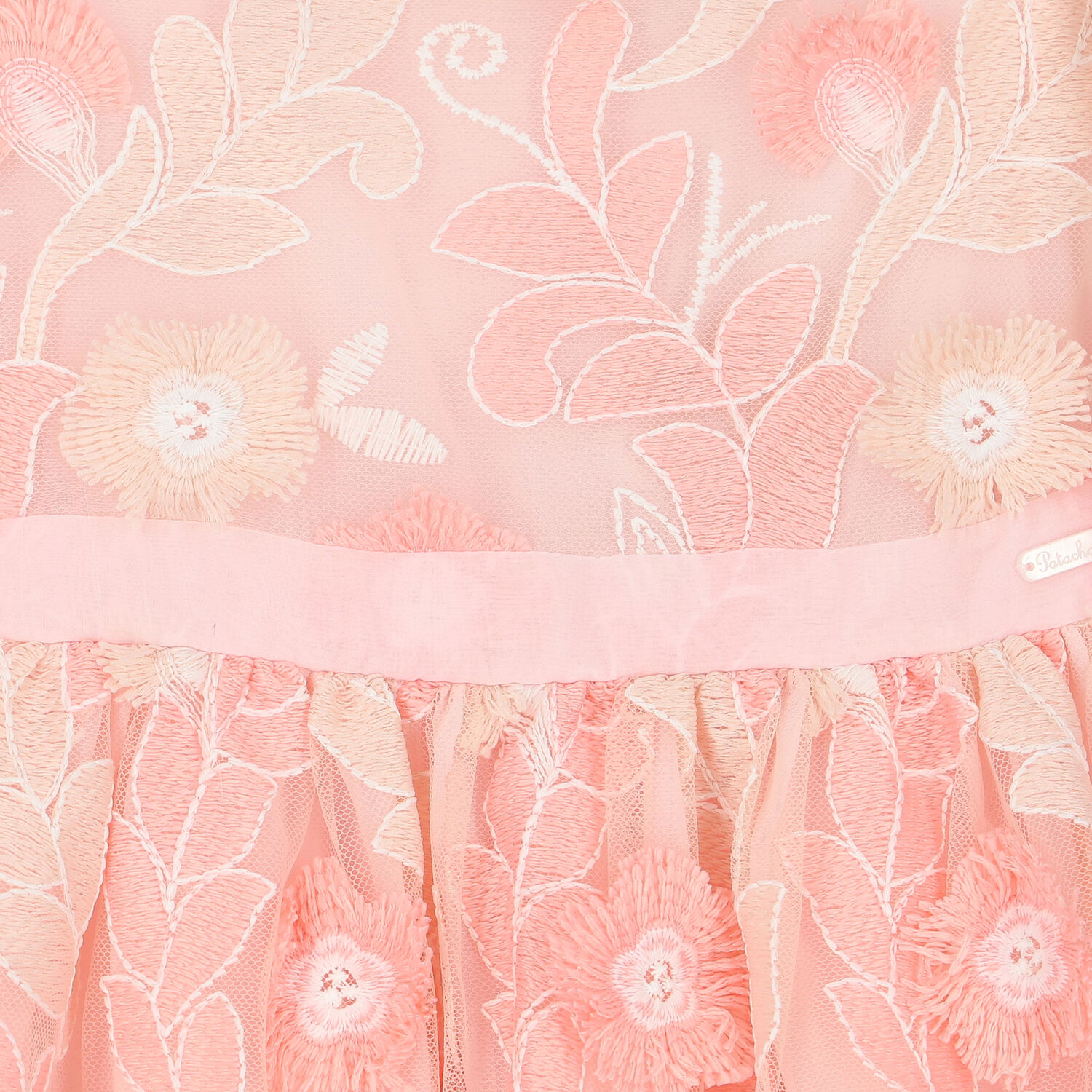 Girls Pink Embroidered Tulle Dress, 1, hi-res image number null