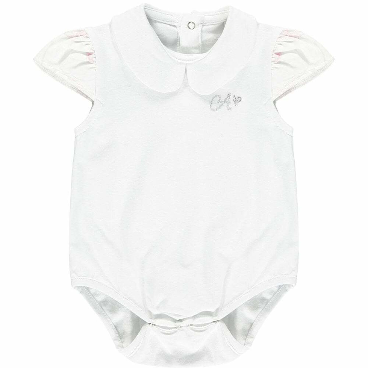 Baby Girls White & Pink Romper Set, 1, hi-res