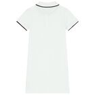 Girls White Logo Polo Dress, 2, hi-res