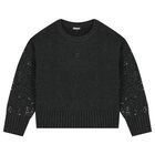 Girls Grey Embellished Knitted Jumper, 1, hi-res