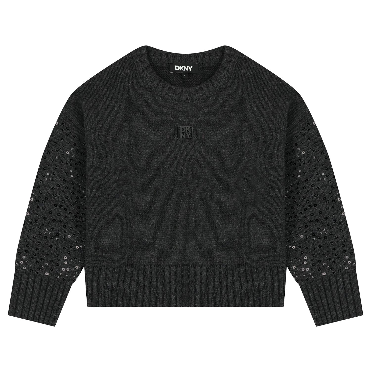 Girls Grey Embellished Knitted Jumper, 1, hi-res