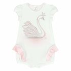 Baby Girls White & Pink Romper, 1, hi-res