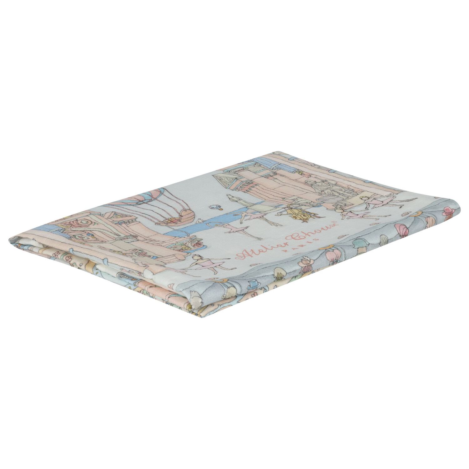 Ivory & Blue Ballet de Paris Baby Carr&eacute; Swaddle Blanket, 1, hi-res