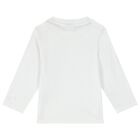 Younger Boys White Logo Long Sleeve Top, 2, hi-res
