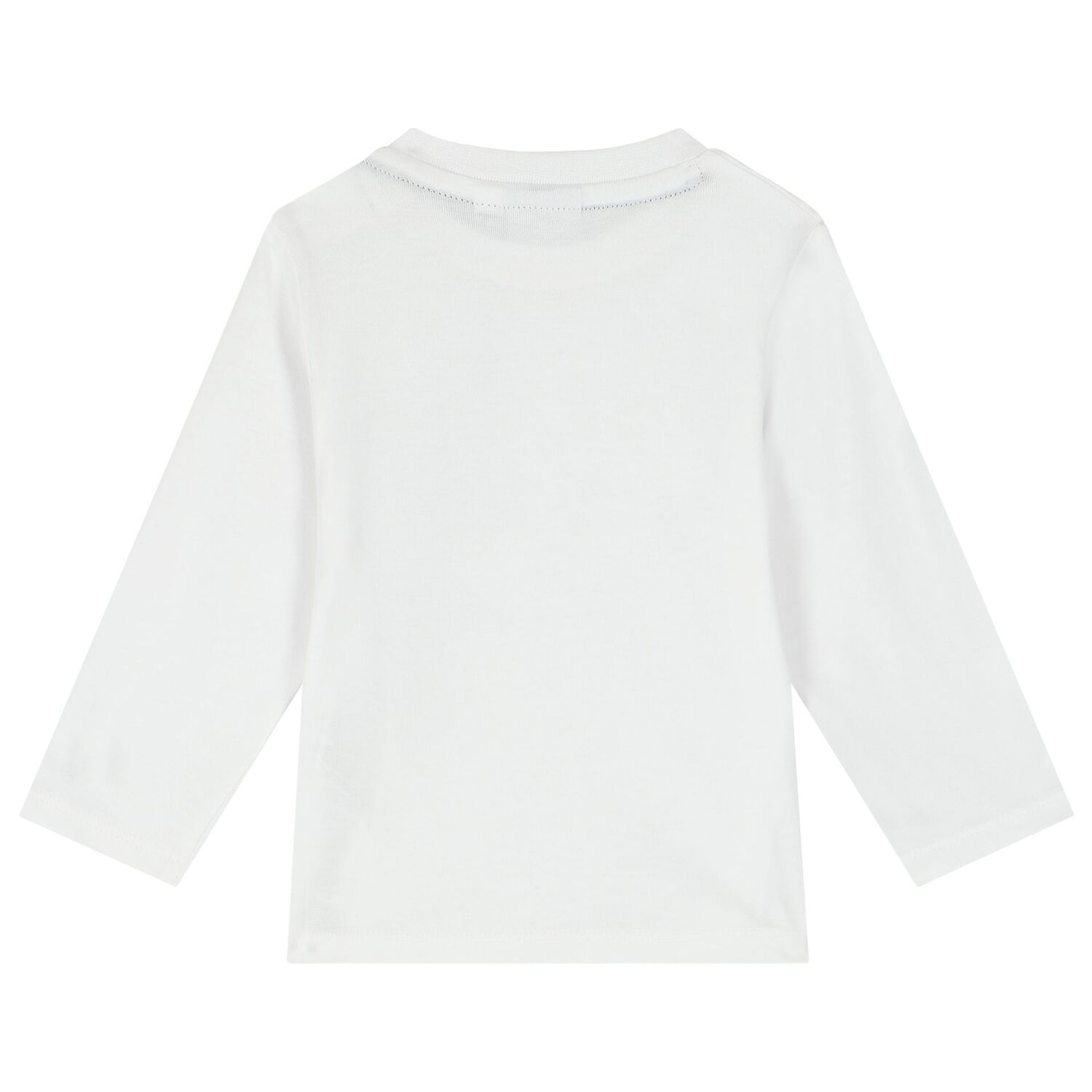 Younger Boys White Logo Long Sleeve Top, 2, hi-res