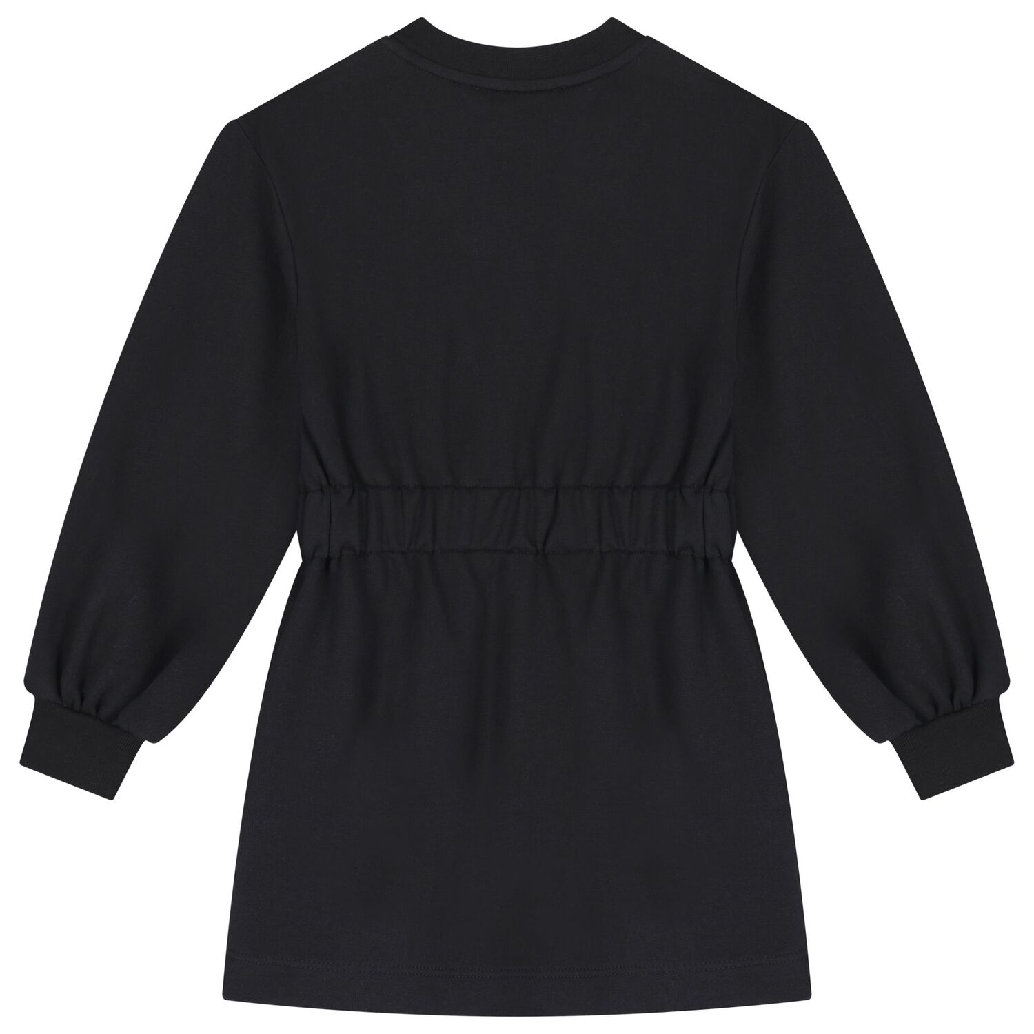 Girls Black Embellished Logo Dress, 1, hi-res