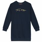 Girls Navy Logo Dress, 1, hi-res