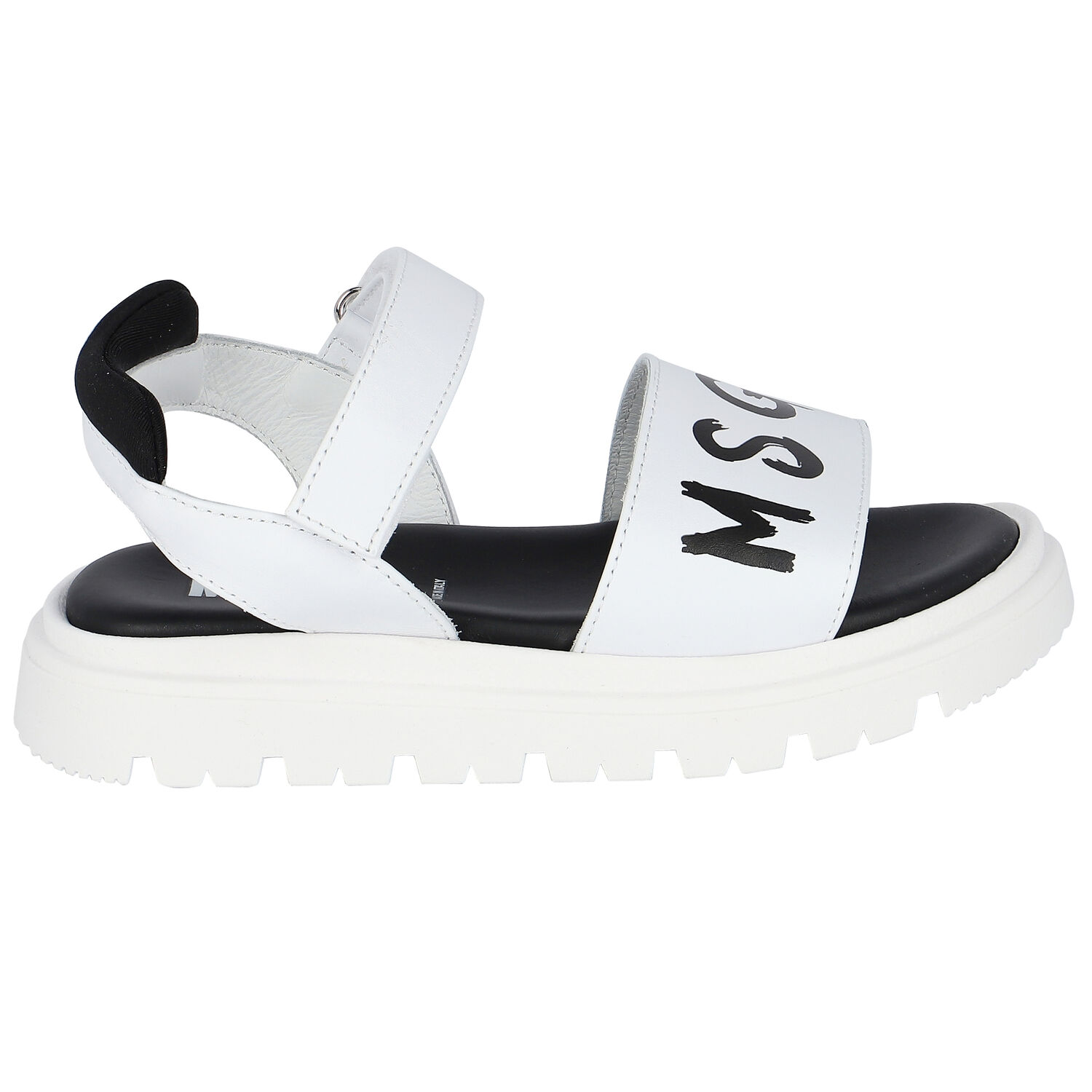 White & Black Logo Sandals, 1, hi-res