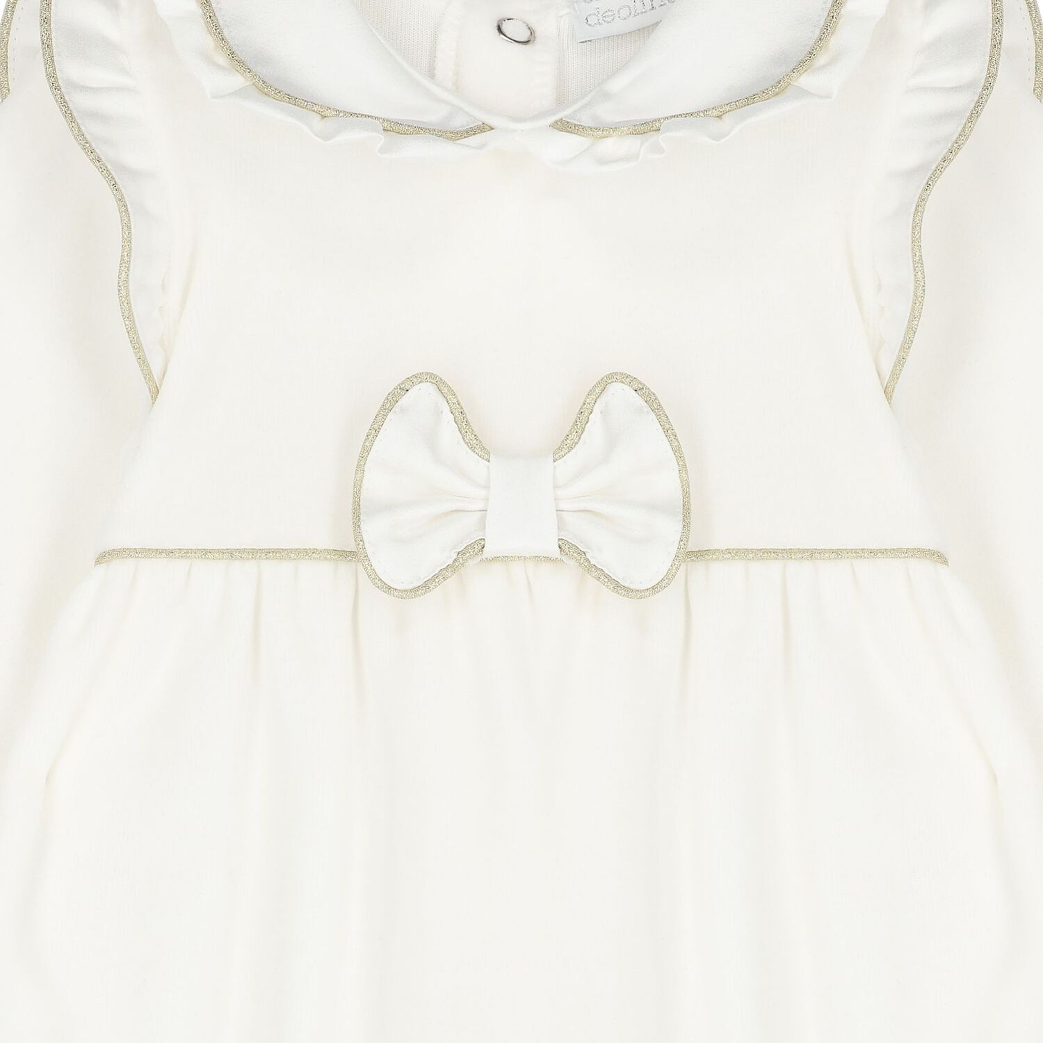 Baby Girls Ivory & Gold Bow Babygrow, 1, hi-res