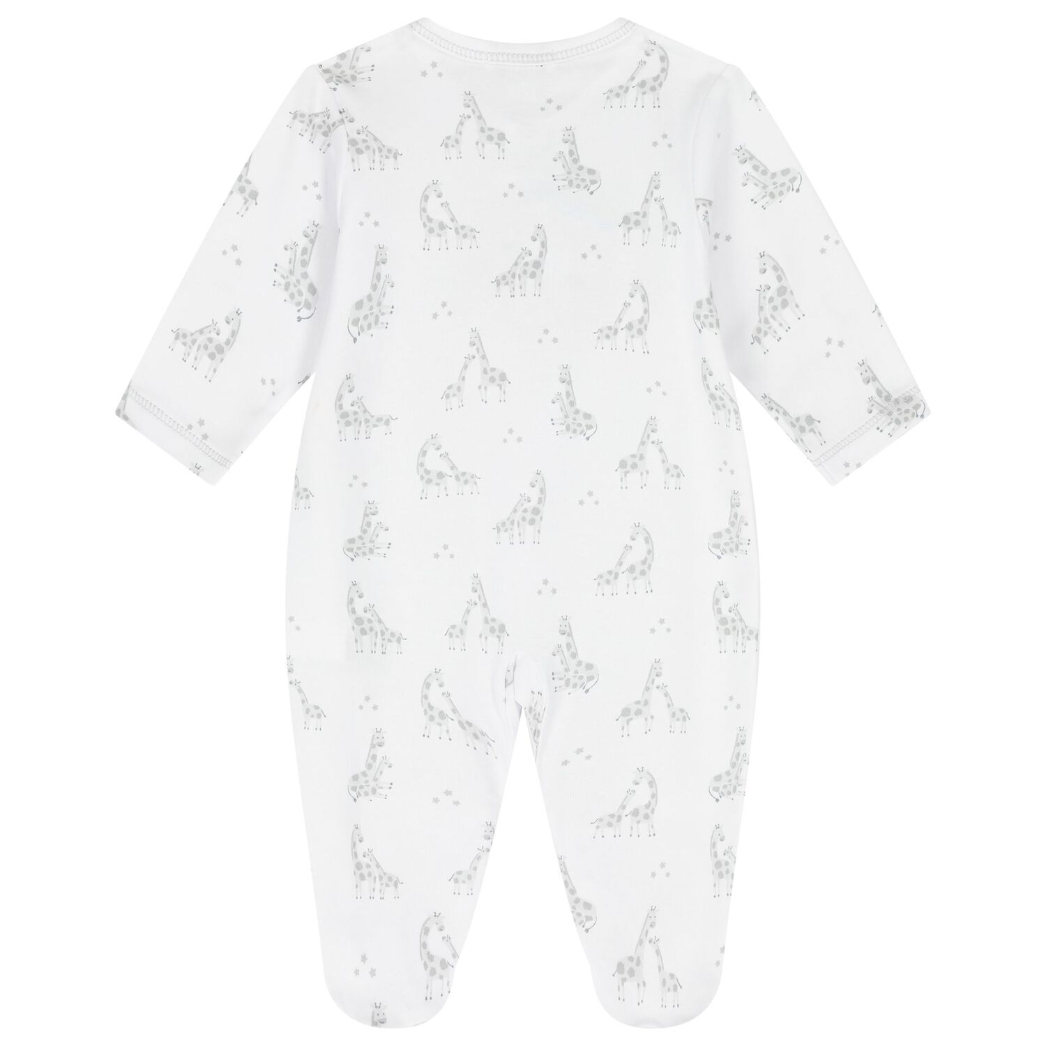 White & Grey Giraffe Babygrow, 1, hi-res