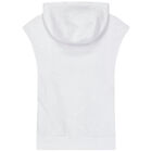 Girls White Logo Hooded Dress, 1, hi-res