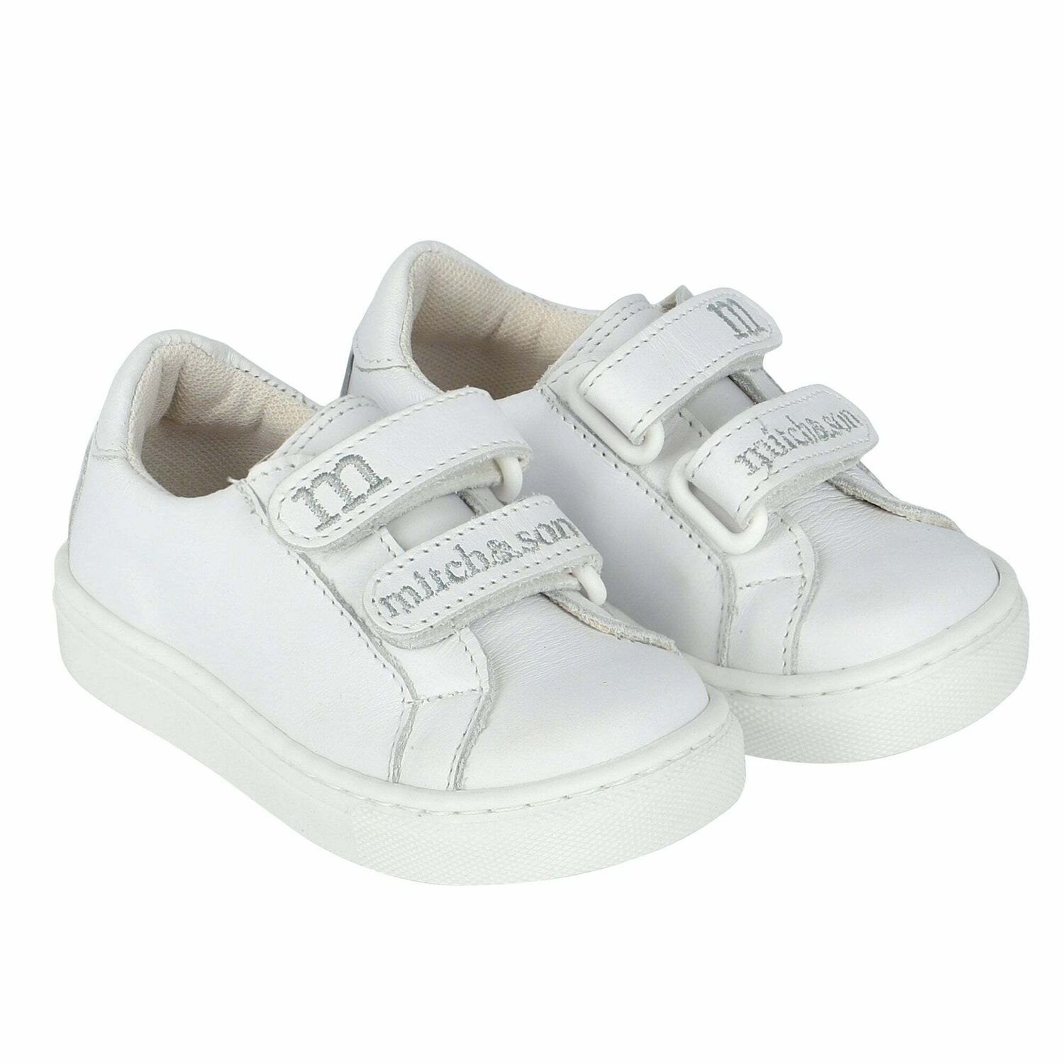 Boys White Logo Trainers, 1, hi-res