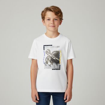 Boys White Abstract T-Shirt