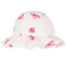 Girls White & Pink Rose Hat, 1, hi-res