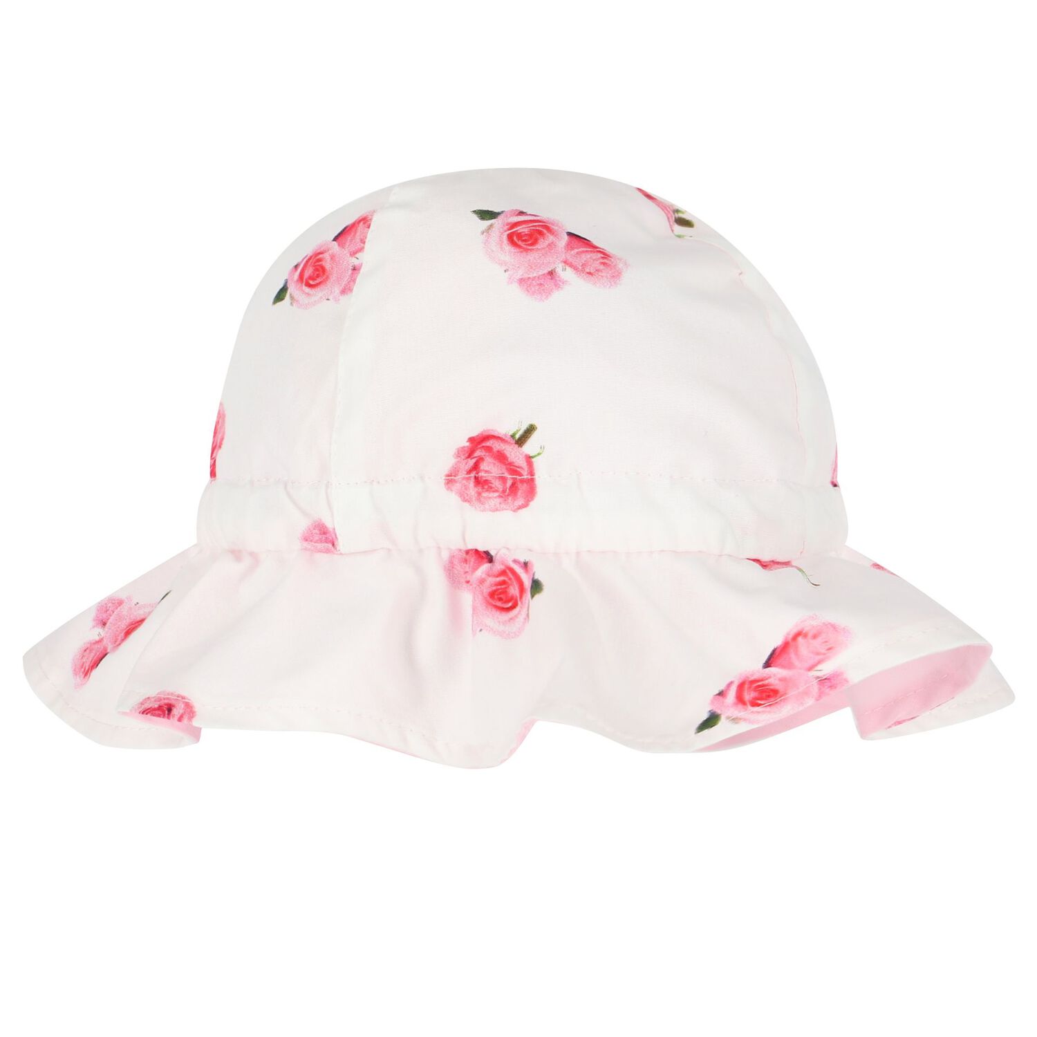 Girls White & Pink Rose Hat, 1, hi-res
