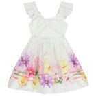 Girls White Floral Dress, 1, hi-res