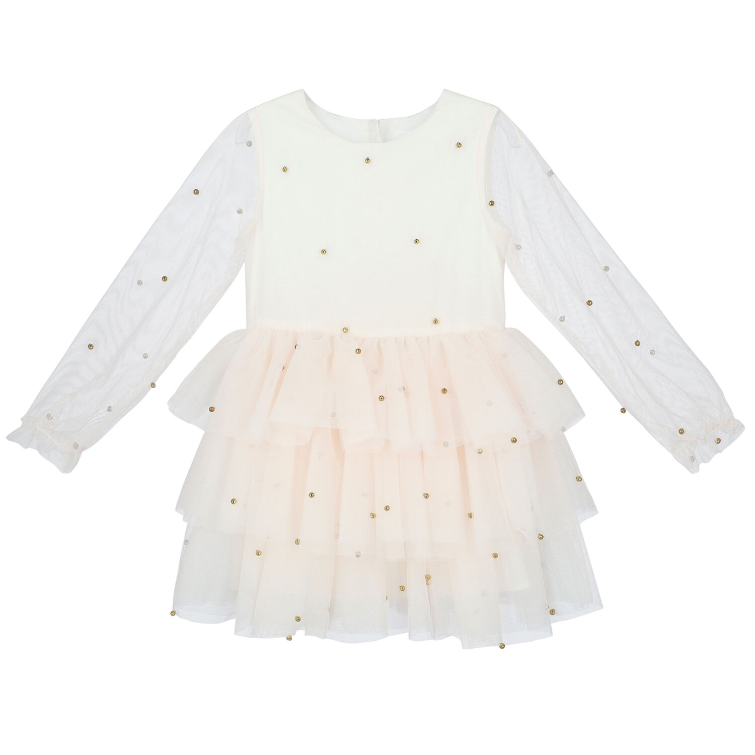 Girls Ivory & Gold Sequin Dress, 1, hi-res image number null