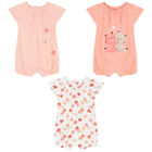 Baby Girls White & Orange Rompers (3 Pack), 2, hi-res