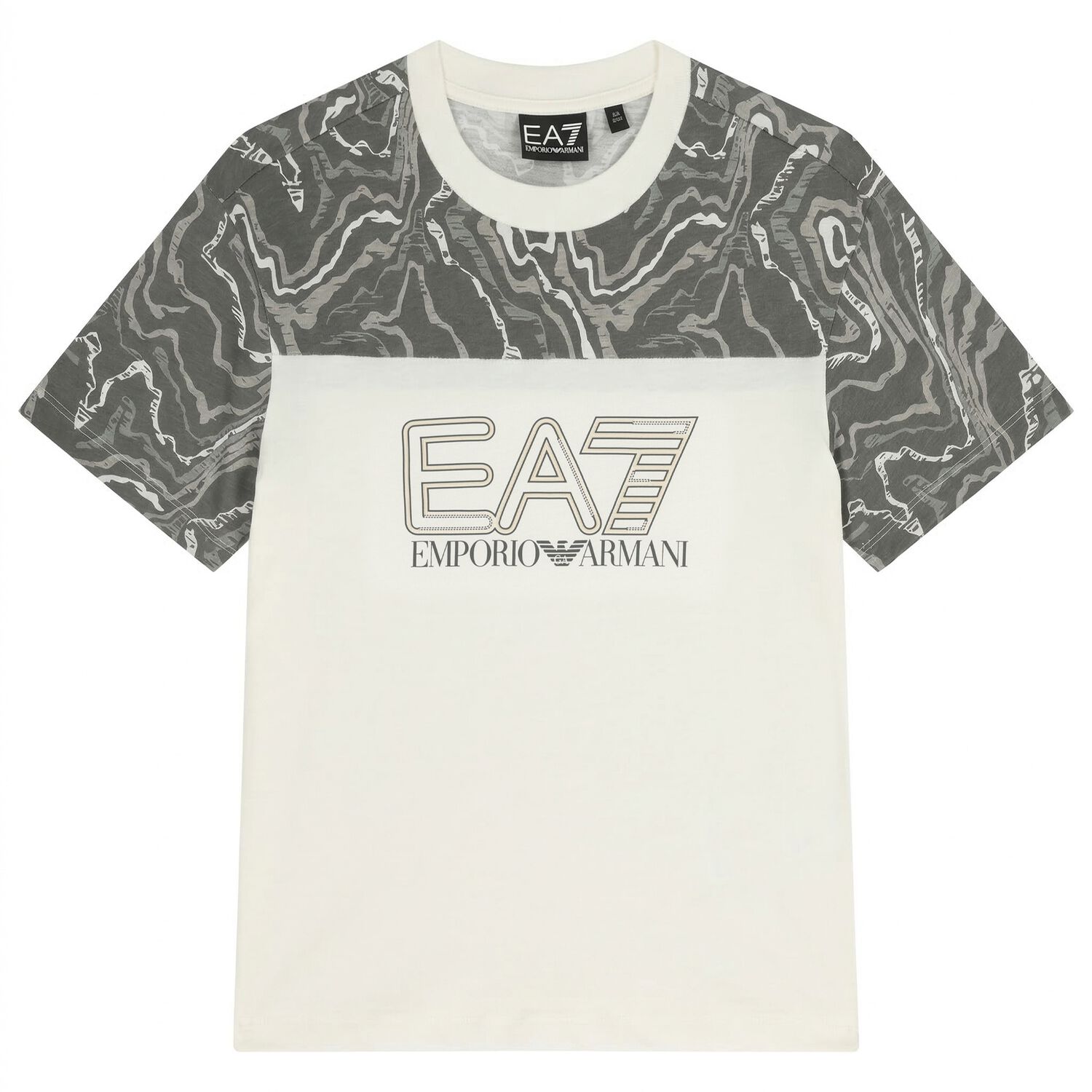 Boys Ivory & Grey Logo T-Shirt, 1, hi-res