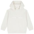 Boys Ivory Logo Hooded Top, 1, hi-res