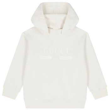 Boys Ivory Logo Hooded Top