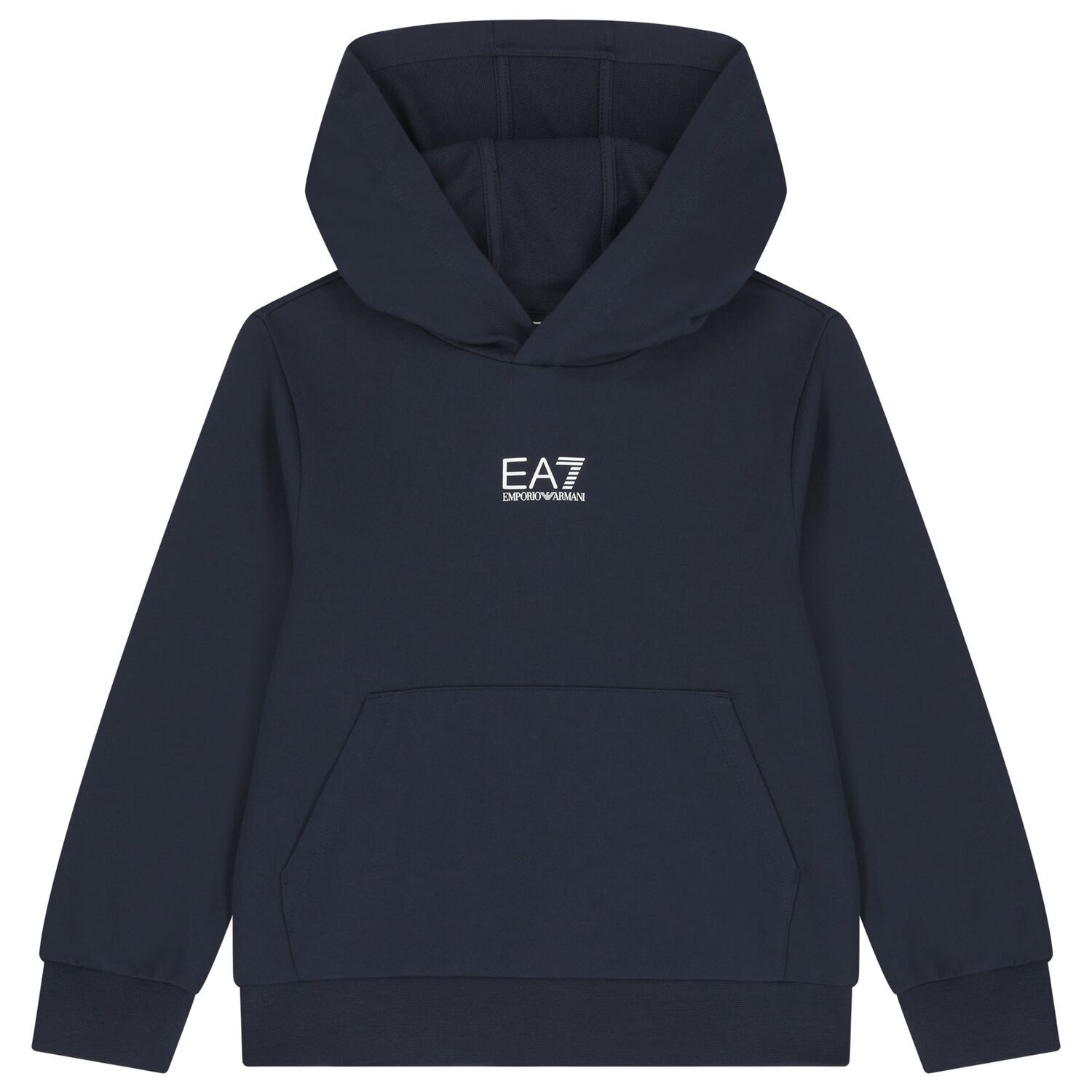 Boys Navy Blue Logo Hooded Top, 4, hi-res