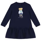 Baby Girls Navy Blue Polo Bear Dress Set, 1, hi-res