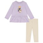 Baby Girls Purple & Ivory Logo Leggings Set, 1, hi-res