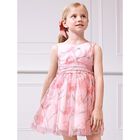 Girls Pink Floral Tulle Dress, 1, hi-res