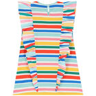 Girls Rainbow Stripe Ruffle Dress, 1, hi-res