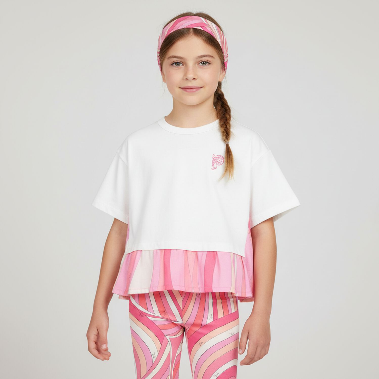 Girls White Pesci Logo T-Shirt, 1, hi-res