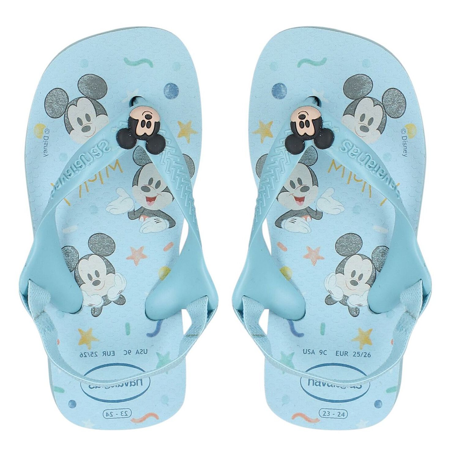 Younger Boys Blue Disney Logo Flip Flops, 4, hi-res image number null