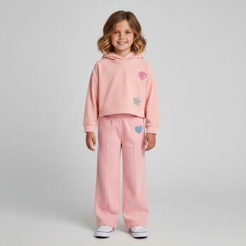Girls Pink Heart Joggers