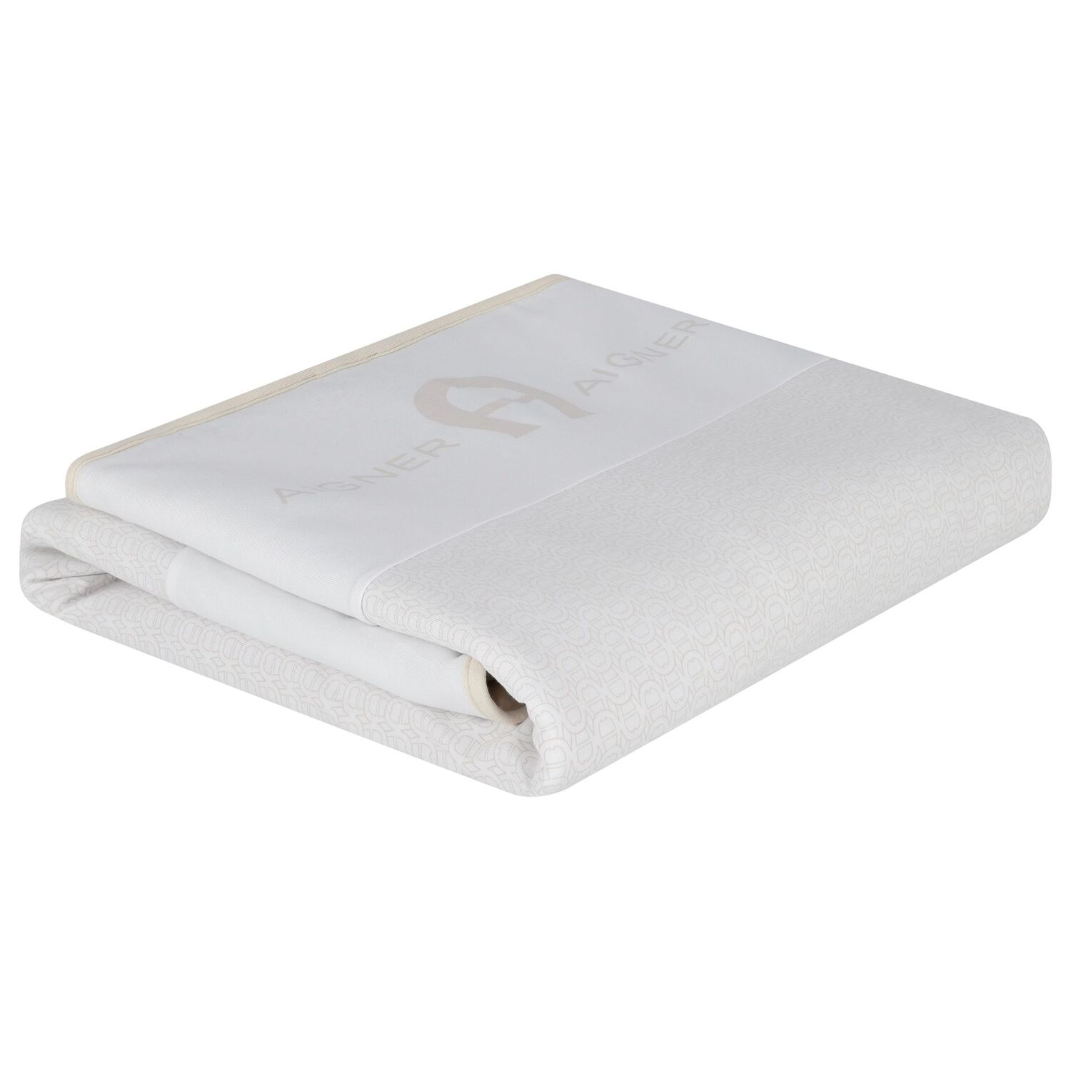White & Beige Logo Baby Blanket, 1, hi-res