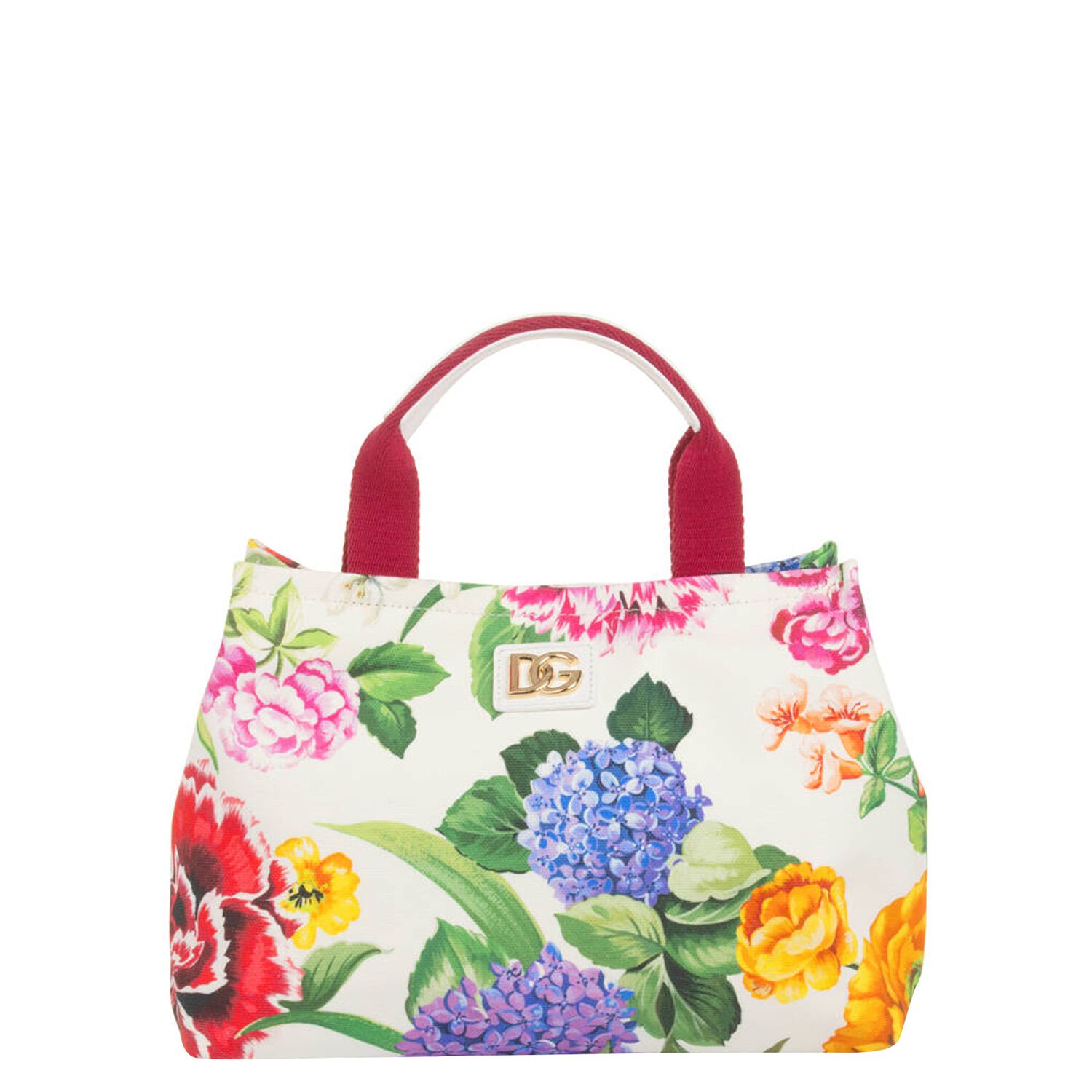 Girls White Floral Tote Bag, 1, hi-res