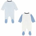 Boys White & Blue Babygrows ( 2 Pack ), 1, hi-res