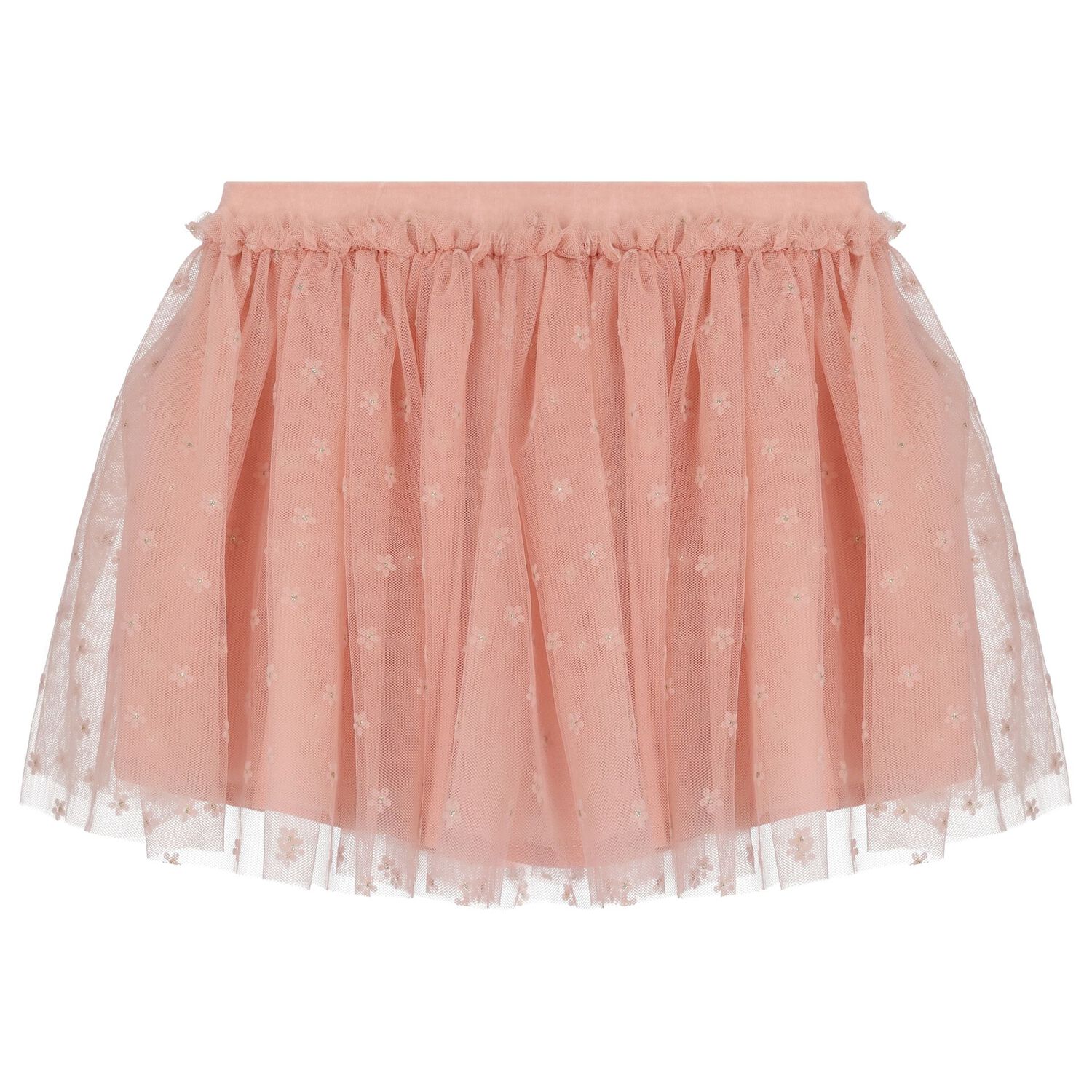 Younger Girls Pink Floral Tulle Skirt, 2, hi-res image number null