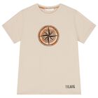 Boys Beige Compass Geo Map T-Shirt, 1, hi-res