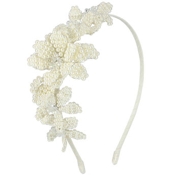 Girls Ivory Pearl & Crystal Beaded Headband
