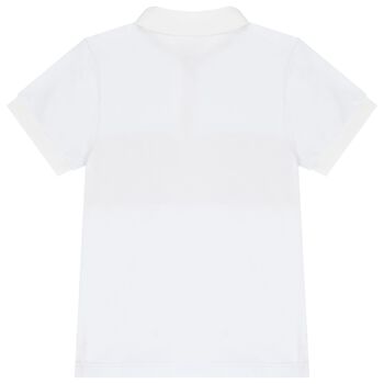 Boys White Geo Map Polo Shirt