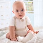 Baby Boys White & Beige Romper, 1, hi-res
