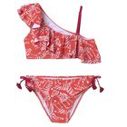 Girls Orange Ruffled Bikini, 1, hi-res